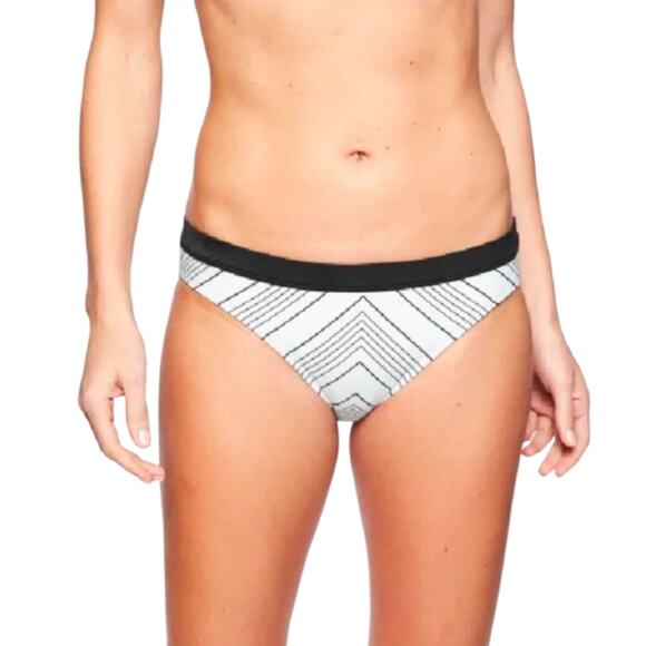 Athleta Chevron Black White Striped Print Bikini Bottom Swimsuit Swimwear Sz S - Picture 4 of 6
